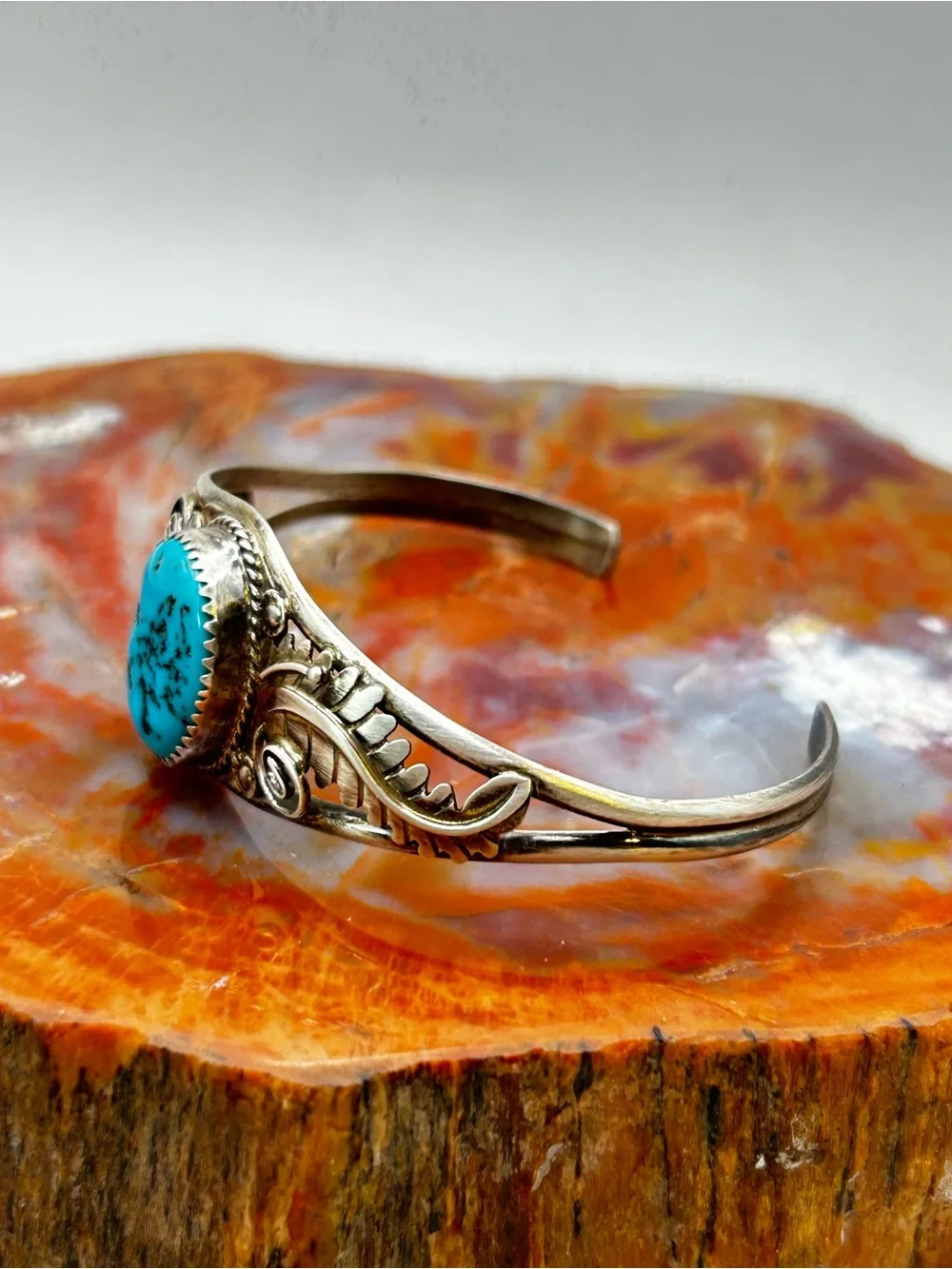 Southwest Sterling Silver Turquoise Bangle Bracelet